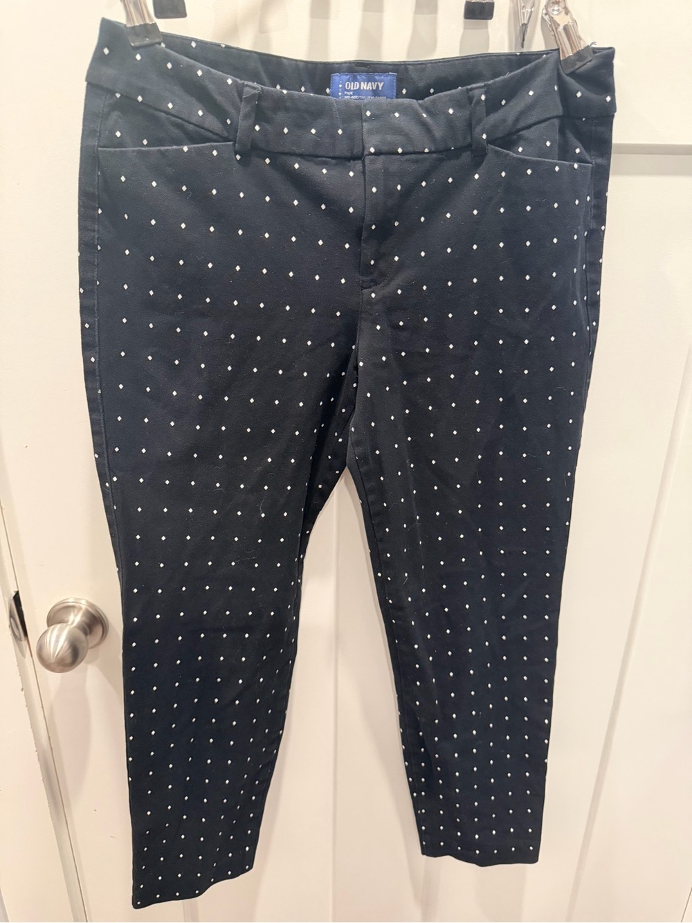Old Navy Pixie Ankle Pants Size 10 Navy White Print Slim Stretch Career Work